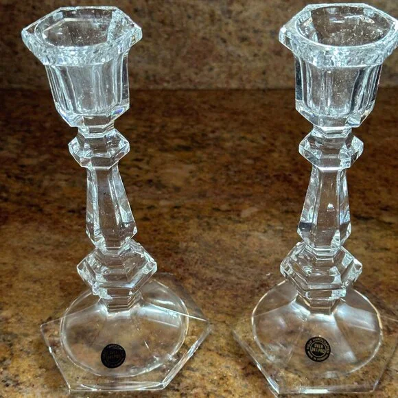 Crystal Candlesticks Made in Romania 7" Handcrafted Over 24% PBO - Picture 7 of 8